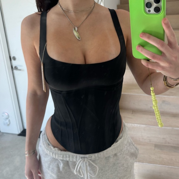 NWT Skims BONDED LONG CORSET onyx Small Boned Bustier Tank Cinch waist top - Picture 1 of 6